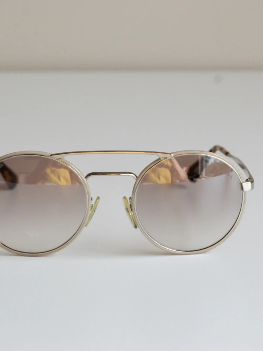 Prada Cinema SPR51S UFH-4O0 Round Sunglasses Silver Brown Gradient w/ Case